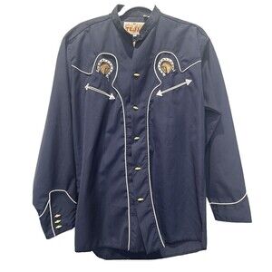 Authentic Vaquera Tejas Button Down Western Cowboy 40 Large Embroidered Rodeo